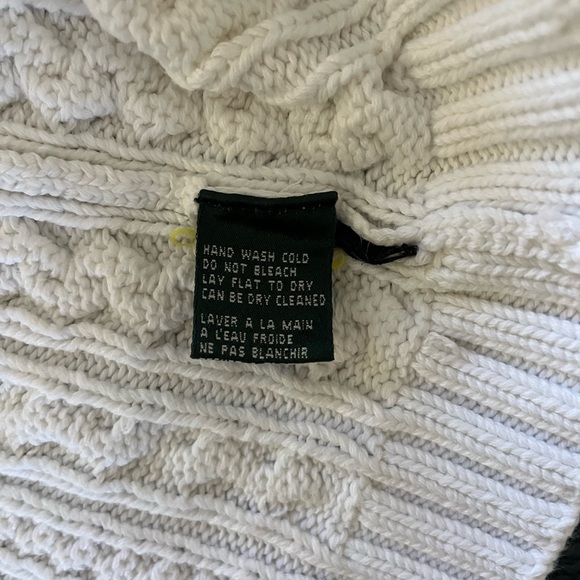 Vintage Y2K White Cotton Boat Neck Cableknit Sweater Size Large - Picture 6 of 8